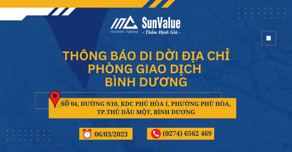 THÔNG BÁO DI DỜI ĐỊA CHỈ PHÒNG GIAO DỊCH BÌNH DƯƠNG