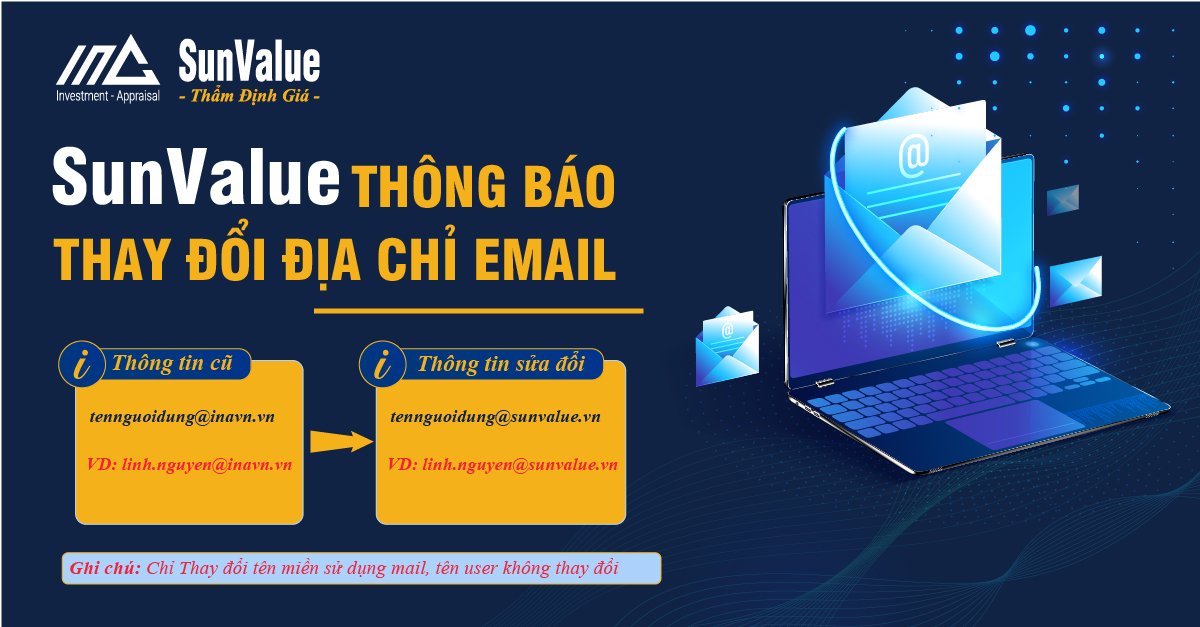 SunValue THÔNG BÁO THAY ĐỔI ĐỊA CHỈ EMAIL