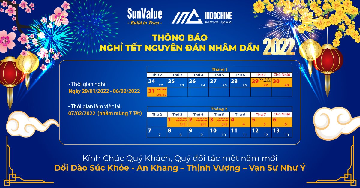 THÔNG BÁO LỊCH NGHỈ TẾT NGUYÊN ĐÁN 2022