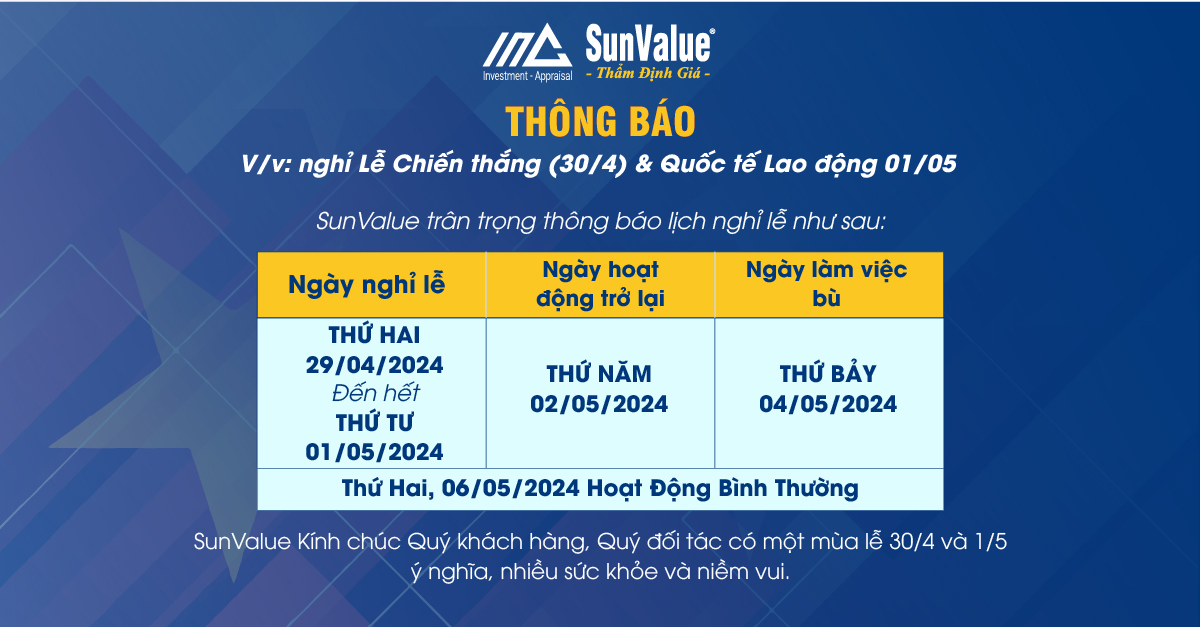 LỊCH NGHỈ 30/4, 1/5 NĂM 2024 - THẨM ĐỊNH QUỐC TẾ ĐÔNG DƯƠNG