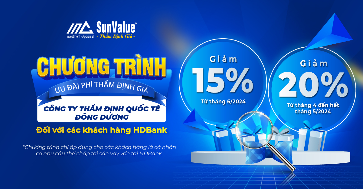 SunValue THÔNG BÁO CHƯƠNG TRÌNH ƯU ĐÃI PHÍ ĐỊNH GIÁ CHO KHÁCH HÀNG HDBANK