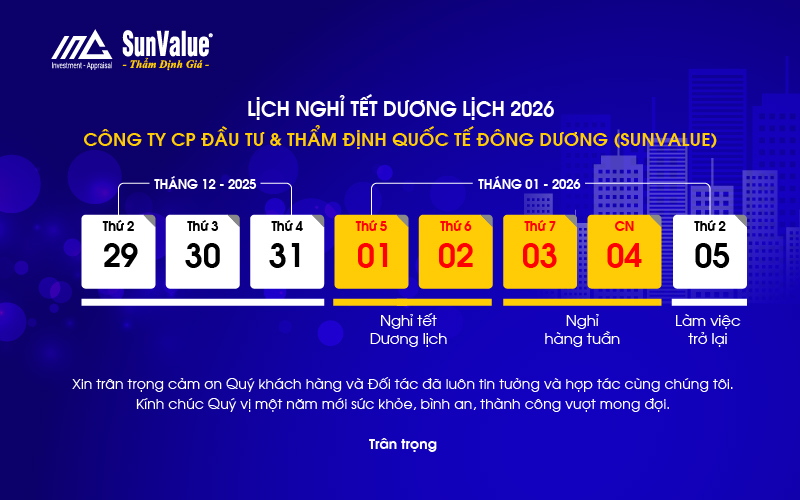 Lịch nghỉ Tết Dương lịch 2026 Thẩm định Quốc tế Đông Dương